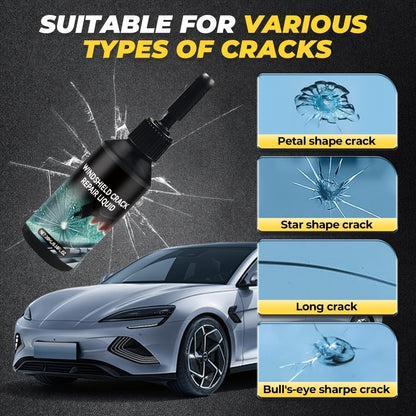 Windshield Repair Kit – Nano Resin Fix for Chips, Bullseye & Star Cracks in 15 Minutes, DIY Glass Crack Repair with Suction Injector, Restores Optical Clarity, Prevents Spreading