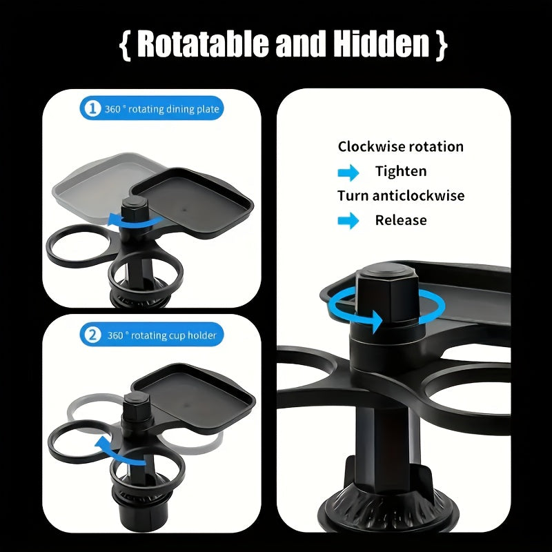 1pc 3-in-1 Multifunctional Car Cup Holder - Durable ABS Plastic, Stable Expandable Base, Essential Travel Accessory