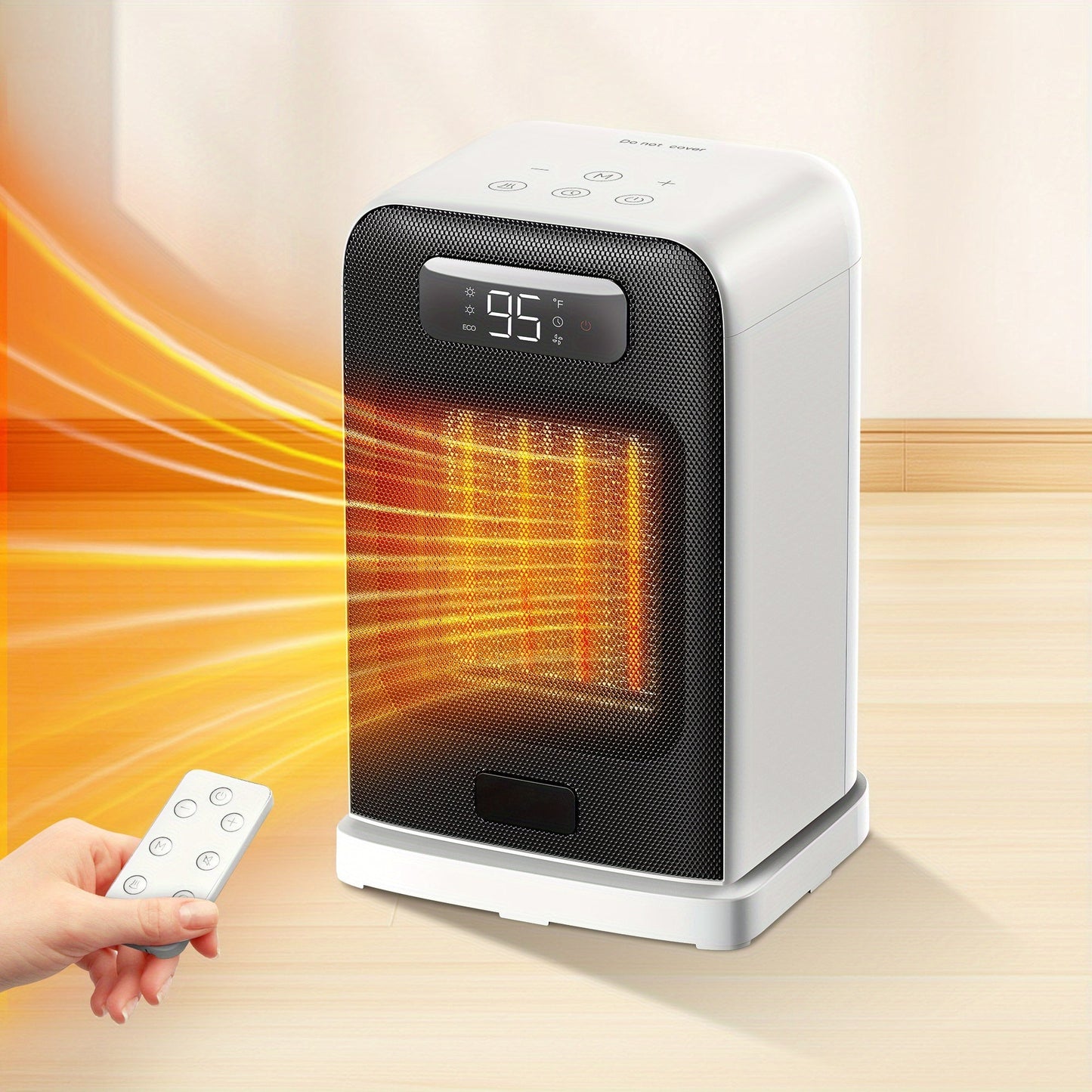 Ceramic Space Heater 1500W Fast Heating - 4 Modes, Adjustable Thermostat, Overheat & 70° Tip-Over Protection, Portable Electric Heater Fan for Office, Desk, Room & Indoor Use, White