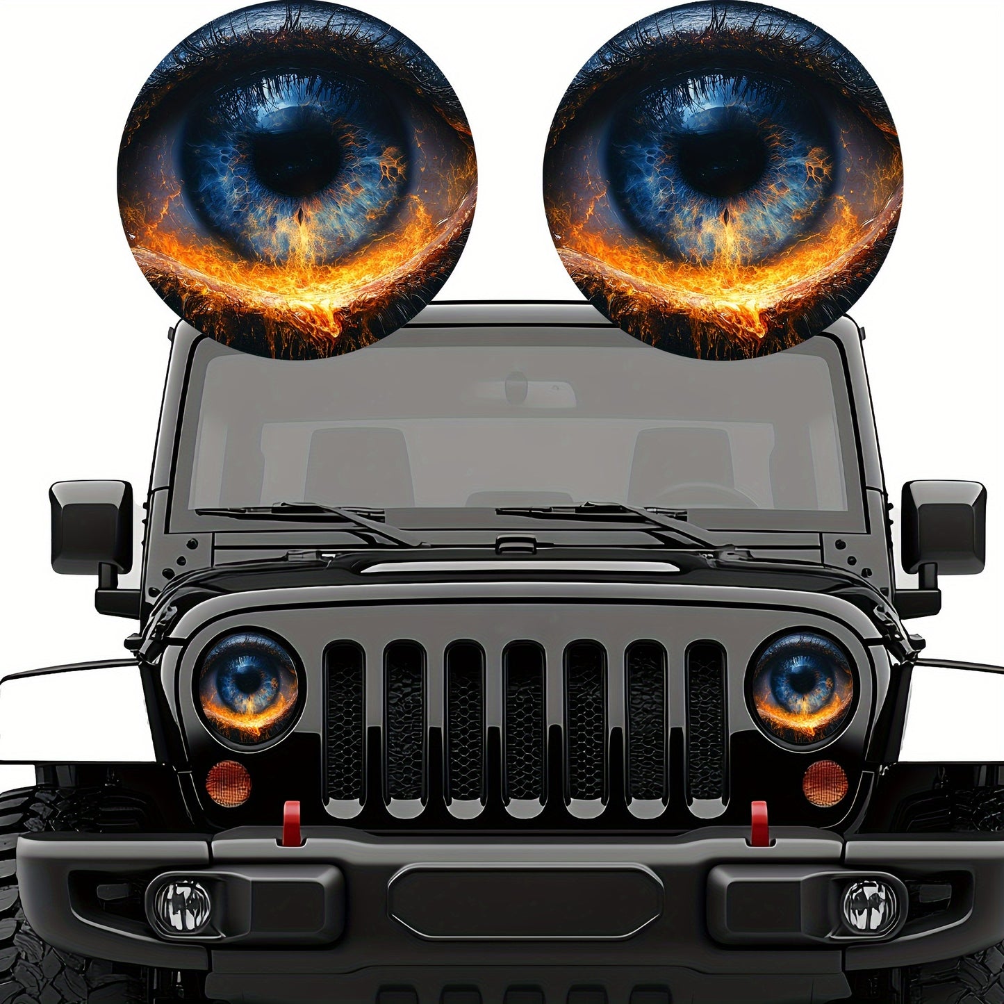 3D Beast Eye Headlight Stickers, Dreamy Lampshade, Suitable For Jeep Round Headlight Eye Stickers, Funny Truck Body, Window, And Bumper Decorative Stickers (1 Pair)