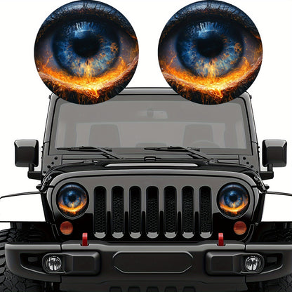 3D Beast Eye Headlight Stickers, Dreamy Lampshade, Suitable For Jeep Round Headlight Eye Stickers, Funny Truck Body, Window, And Bumper Decorative Stickers (1 Pair)