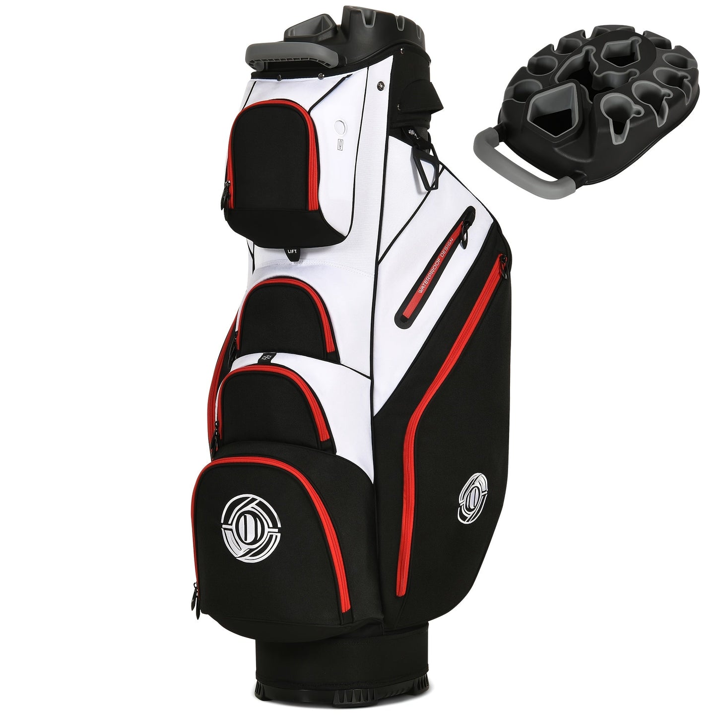 Golf Cart Bag 14-Way Full Length Dividers Protect Clubs 8 Zippered Pockets Cooler Pocket Valuables Pocket Ergonomic Shoulder Straps Rain Cover Water Repellant Unisex Professional Golf Bag Multiple Colors