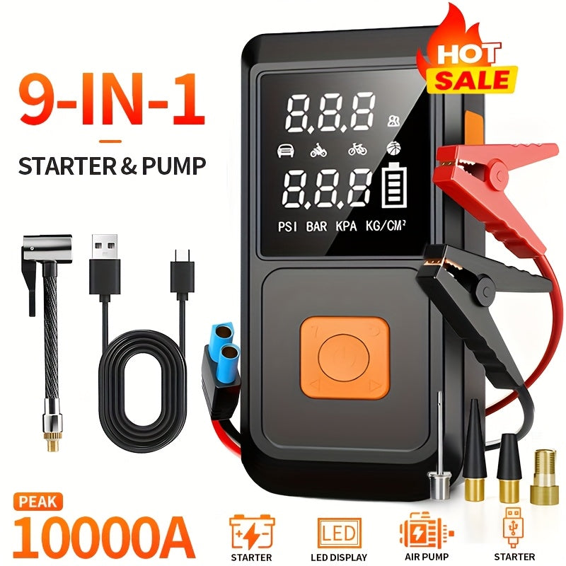 Portable Tire Inflator 150PSI 6000mAh – Digital Display Air Pump with USB Type-C Charging, Dual Safety Protection, LED Light for Car, Bike, Camping & Outdoor Emergency Use