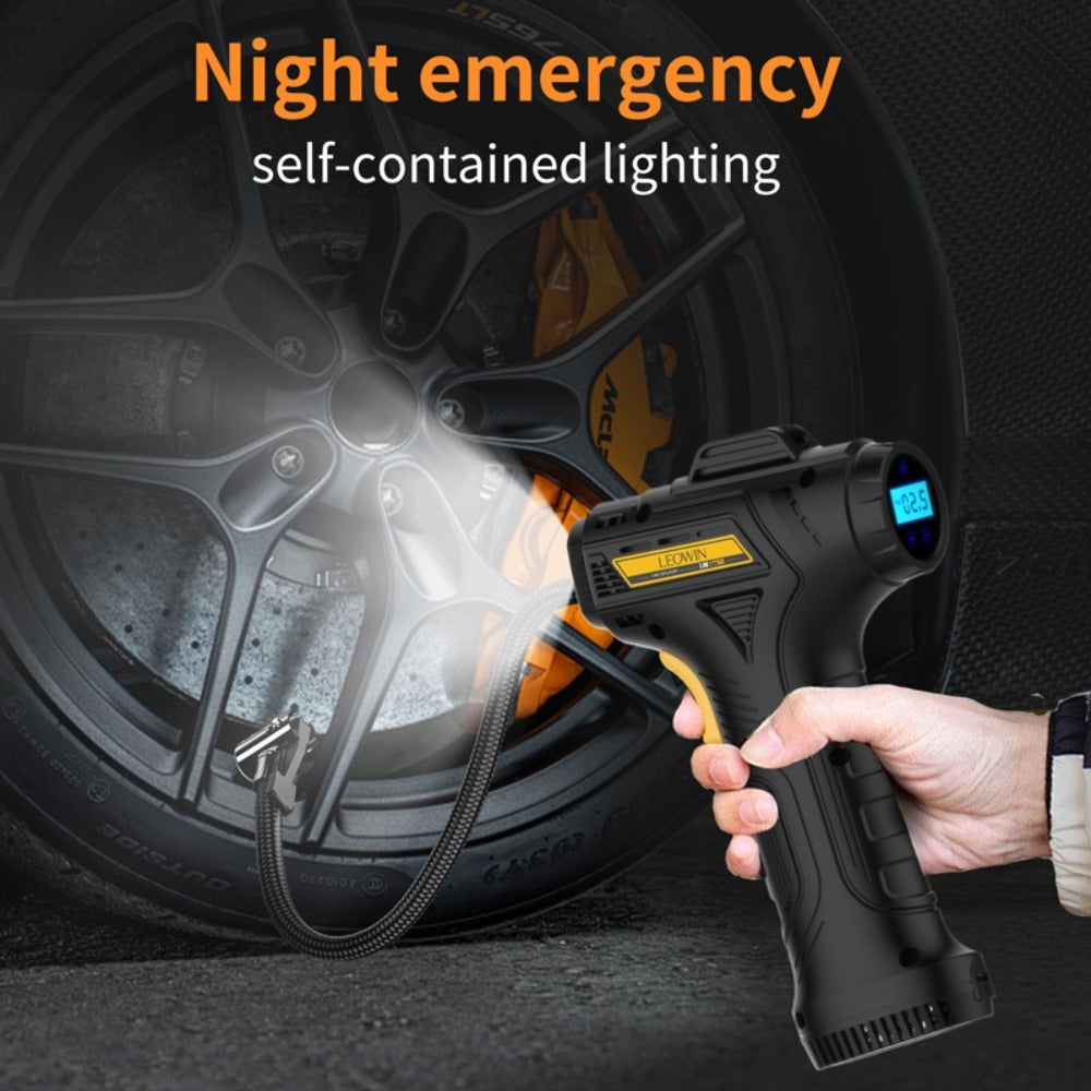 Portable Tire Inflator Air Compressor 150 PSI Cordless with Auto-Shutoff Digital Pressure Gauge LED Light Wireless USB Charging for Car Motorcycle Bike Ball