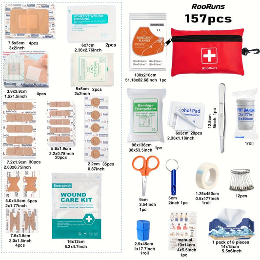 157PCS MOLLE Survival Kit – Outdoor First Aid Emergency Gear for Camping Hiking Adventure Travel Car Home Office School, Complete Survival Tools Set, Best Gift for Men & Women