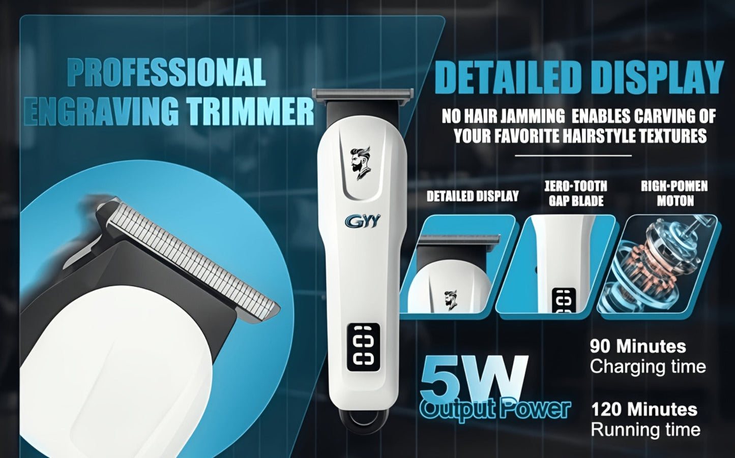 Hair Clipper Kit with Scissors for Home & Salon — Professional Stainless Steel Blade, Digital Display, USB Rechargeable Hair Cutting Set, Complete Grooming Kit, Gift for Father's Day & Birthdays