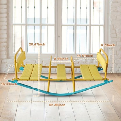 Kids Metal Teeter Totter 2-in-1 Seesaw & Rocker for Boys and Girls – 1 to 3 Person Indoor Outdoor Rocking Seesaw, Heavy-Duty Playground Equipment for Backyard, Lawn & Playroom