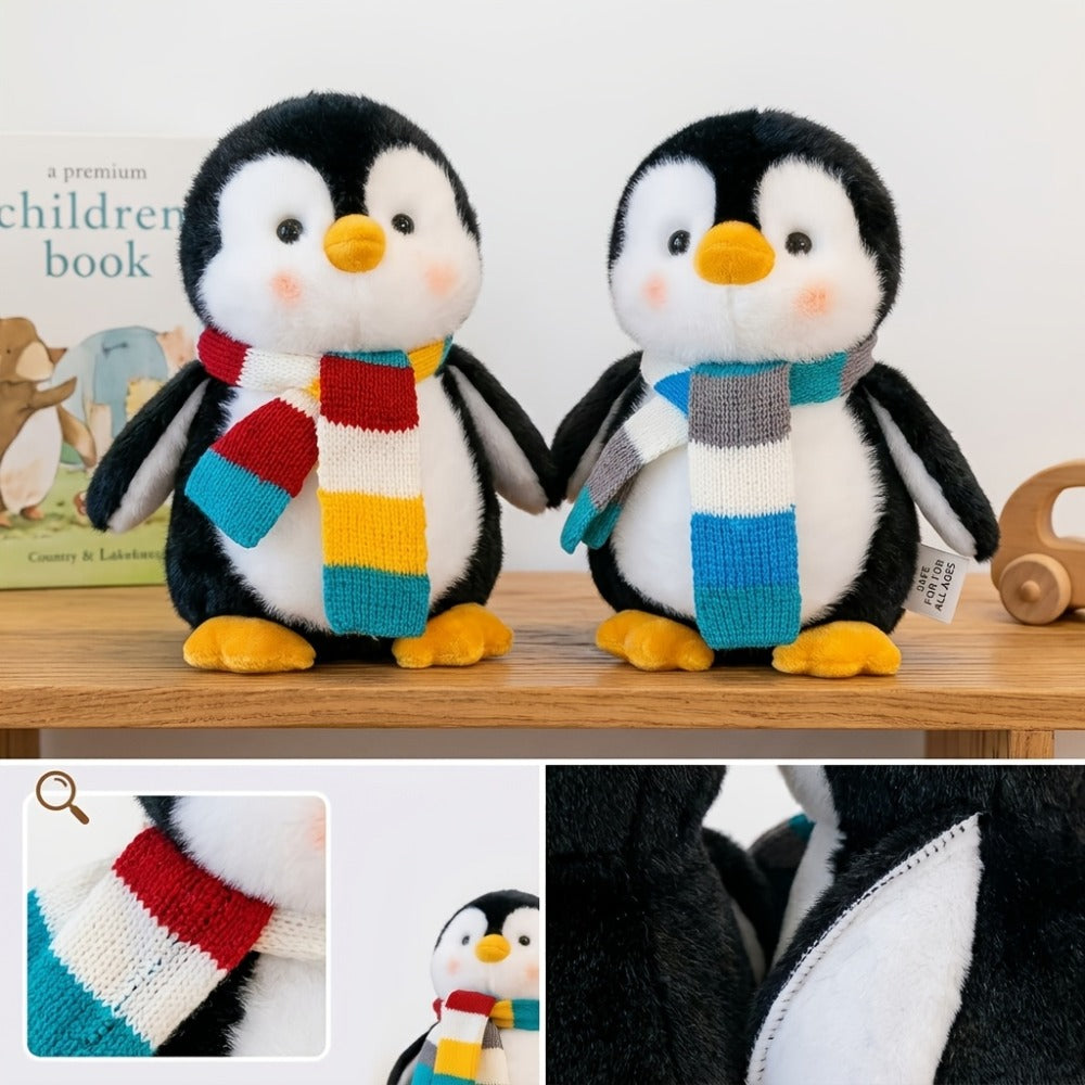 Penguin Stuffed Animal Plush Toy with Scarf – Cute Soft Penguin Plush Doll for Desktop Sofa Shelf Decor, Birthday Valentine's Day Thanksgiving Christmas Gift for Kids & Adults