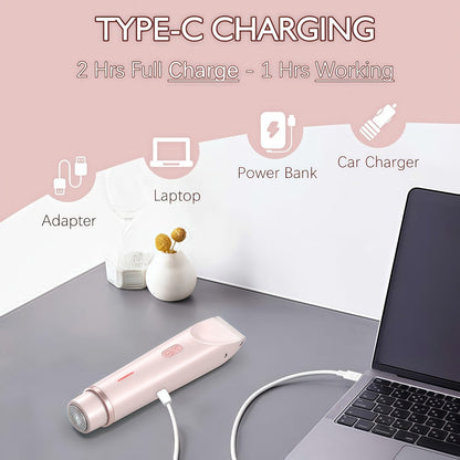 Bikini Trimmer for Women 2-in-1 Dual Head IPX7 Waterproof Electric Shaver Body Hair Trimmer Facial Hair Remover Bikini Underarm Leg Arm Face 90-Min Battery USB Rechargeable Pink Travel-Friendly
