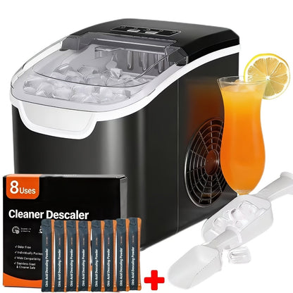 Pebble Ice Maker Countertop – 26 Lbs/24H, 2 Ice Cube Sizes, Sonic Bullet Ice Machine, Auto-Cleaning, Stainless Steel, Ice Scoop & Basket, Optional Descaler Kit for Home, Kitchen, Camping & RV
