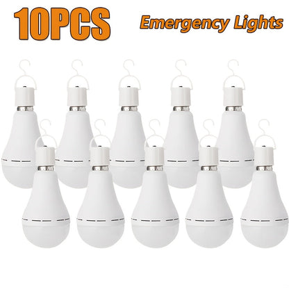 Rechargeable Emergency LED Bulb IP54 Waterproof 2000mAh 60W Equivalent 6000K with Hook – E27 E26 Universal Base Wireless Portable Auto-On for Home Office Camping Outdoor Power Outage, 4 8 10 12 Pack