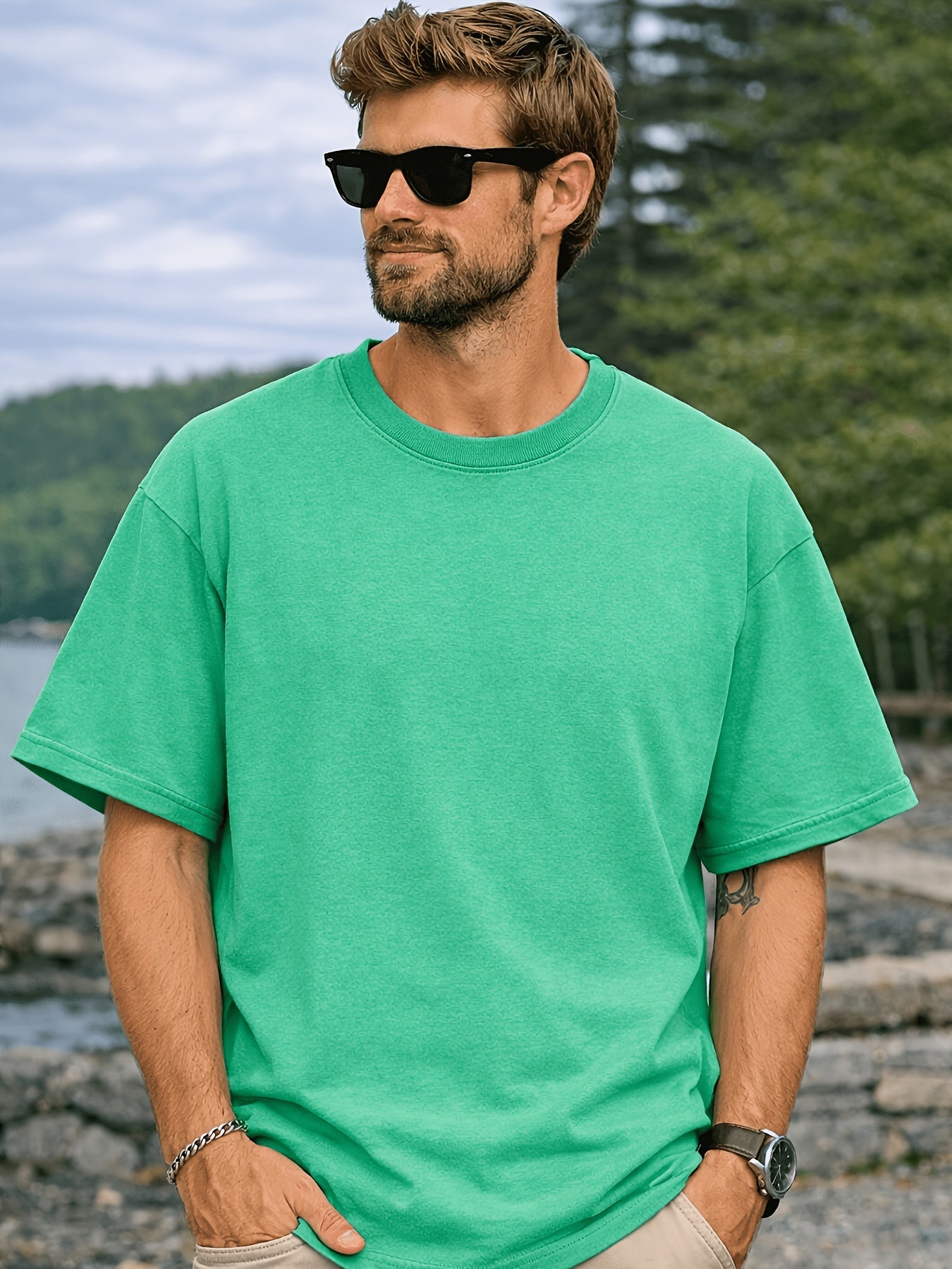 Men's Vintage T-Shirt - Round Neck Short Sleeve Everyday Style 935525