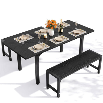 Dining Table Set, Expandable for 4 with Chairs, Black Wood Kitchen Table & Chair Set shown in the main product view