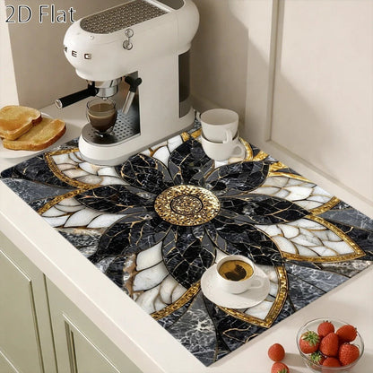 Stove Protector Mat Marble Lotus Pattern | Heat-Resistant Non-Stick Cooktop Cover Pad | Gas Stove, Induction Cooker, Glass Cooktop, Oven & Washer Dryer Top