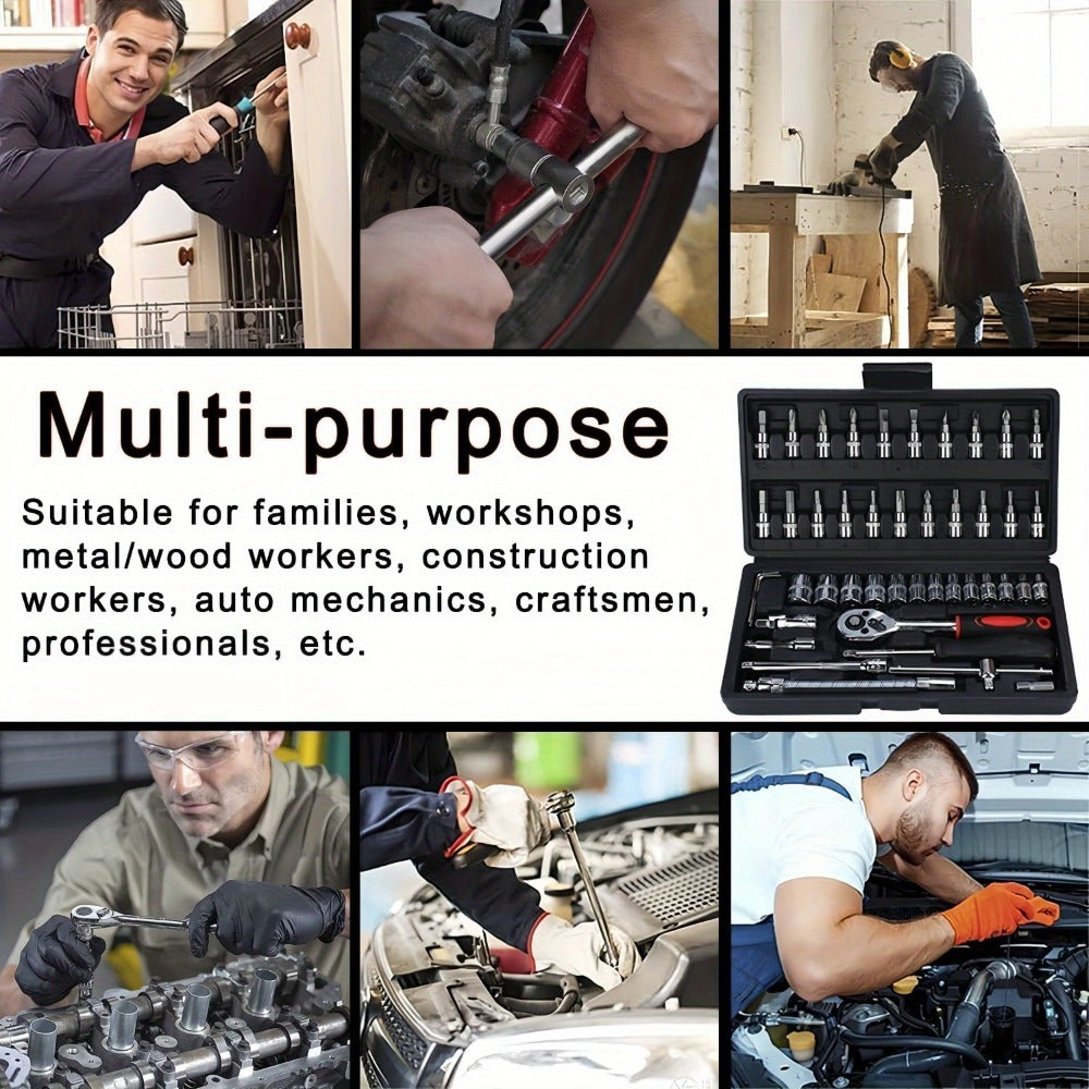 Automotive Socket Repair Tool Kit 45 / 898-Piece – 1/2-Inch & 1/4-Inch Drive Socket Set for Car Repair & Home Projects, Complete Mechanic Tool Kit, Perfect Gift for Men