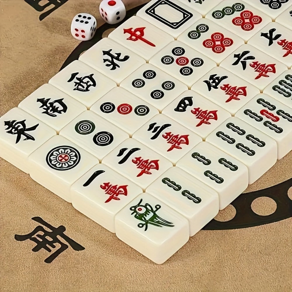Mini Mahjong Set Portable Travel Size – Authentic Compact Mahjong Game for Family Fun, Logical Thinking & On-The-Go Entertainment, Great Gift for Adults Teens and Families