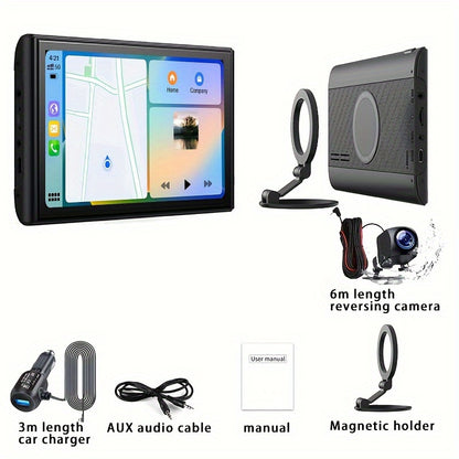 8-Inch Wireless Car Navigation with Carplay & for Android Auto - HD Touchscreen, Magnetic Mount, Wireless, Mirror Link, FM Radio, AUX/USB/TF Card Slots, Backup Camera for Cars car accessories
