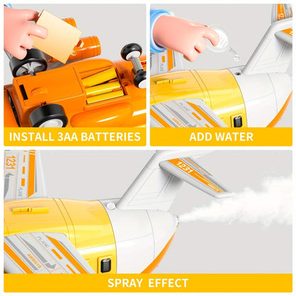 Jumbo Transport Airplane Toy for Kids with 10 Cars & Spray Mist, Cargo Plane Playset Toddler Boy Girl Birthday Gift Ages 3+