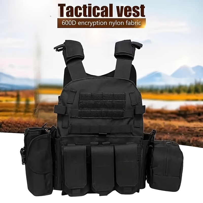 Tactical MOLLE Vest 6094 Adjustable Combat Chest Rig with Multi-Pocket System for Outdoor Hunting Training Airsoft CS Wargame Hiking Camping