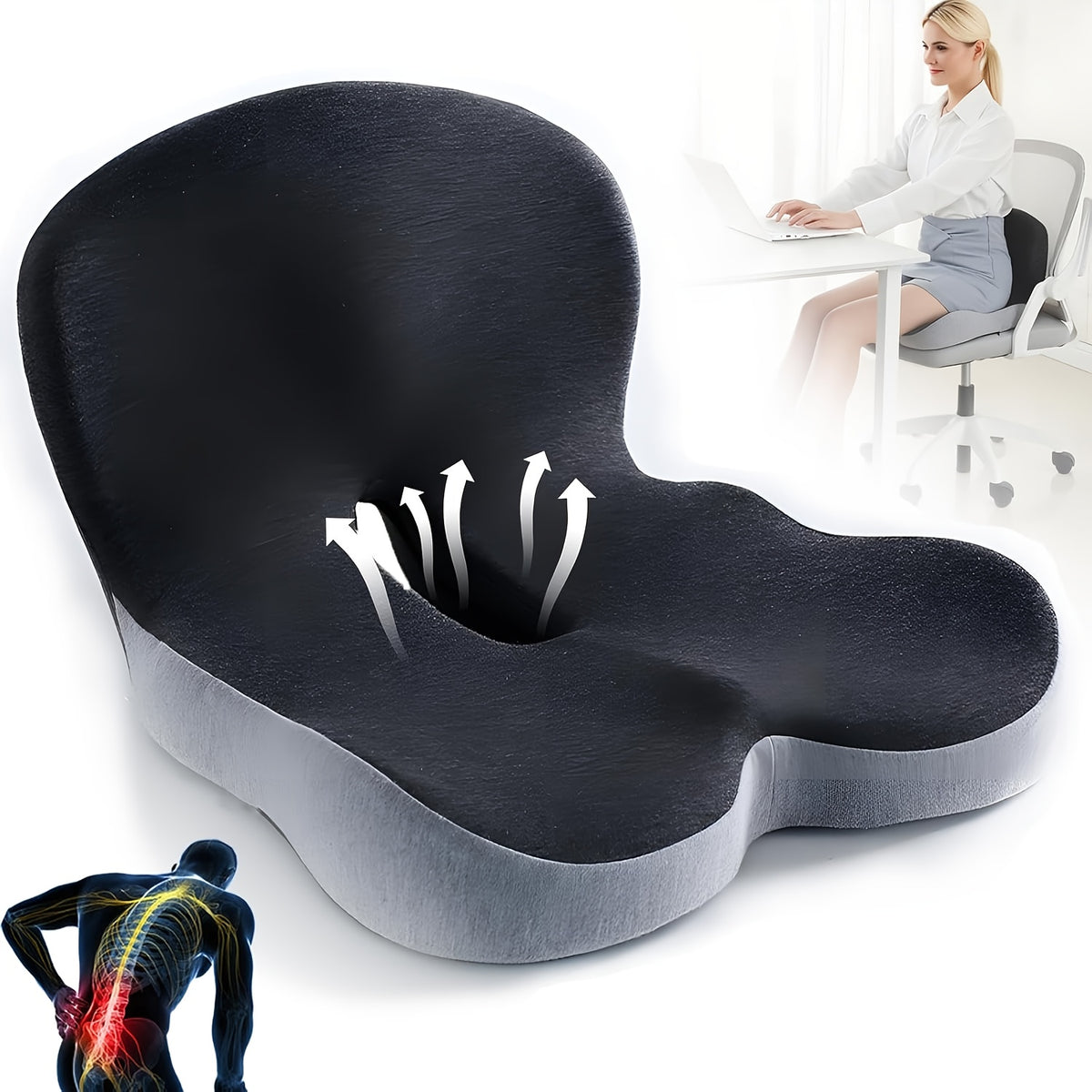 Comfortable Back Support Seat Cushion-soft, Supportive, Office Chair Game Chair Cushion Provides Hip Comfort For Long-term Sitting, Driving And Table Work, The Perfect Gift For The Back-to-school