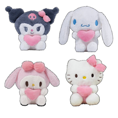 Hello Kitty Kuromi Plush Set 5pcs — Official Licensed Sanrio Stuffed Animals Holding Hearts, My Melody Gudetama Kawaii Gift for Girls Teens Birthday Christmas Holiday