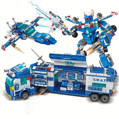 City Police Building Blocks Set 700 Pieces – Patrol Car Truck with Action Figures, Brick Toy for Boys Role Play STEM, Birthday Christmas Halloween Thanksgiving Gift Ages 6 7 8 9 10