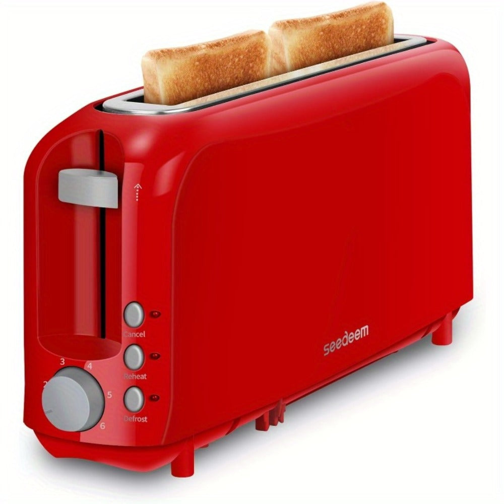 2 Slice Slim Toaster with 6 Shade Settings, Cancel Reheat Defrost Functions, Removable Crumb Tray – Compact 750W Bread Toaster for Kitchen Counter, Fits Bread Waffle Bagel