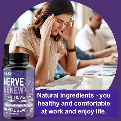 Nerve Renew Capsules with Vitamin B Complex & R-Alpha Lipoic Acid – Neuro Botanical Antioxidant Blend for Nerve Health, Energy & Active Lifestyle | Daily Supplement for Women & Men | 60 Capsules