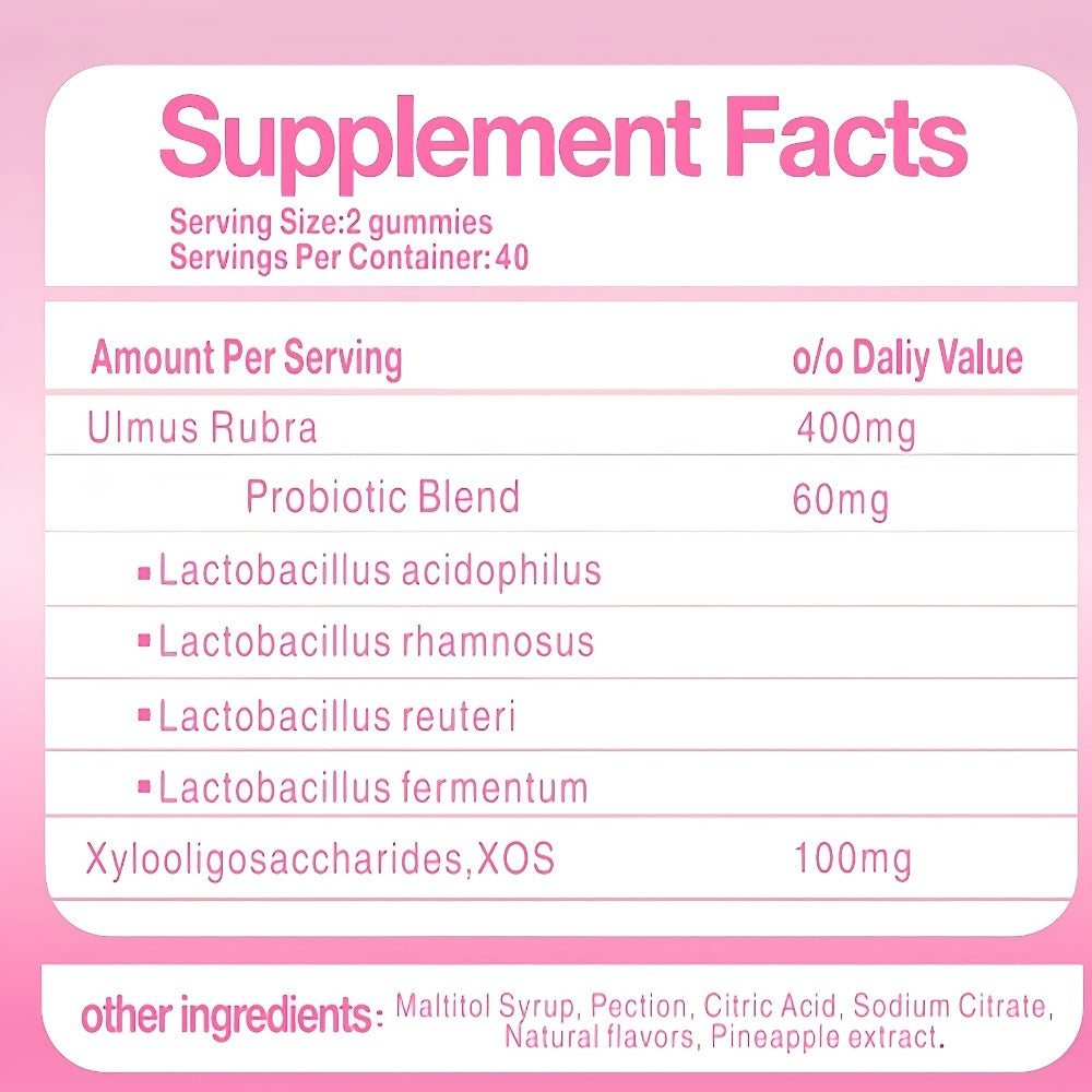 Women's Probiotic Gummies with Slippery Elm for Intimate Moisture Odor Control Healthy Flora – Pineapple Flavor 60 Count Feminine Wellness Supplement Daily Gut Health Support