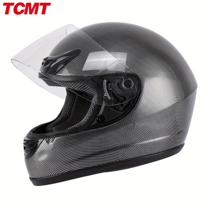 TCMT Motorcycle Carbon Fiber Flip Up Full Face Street Adult Helmet DOT S M L XL
