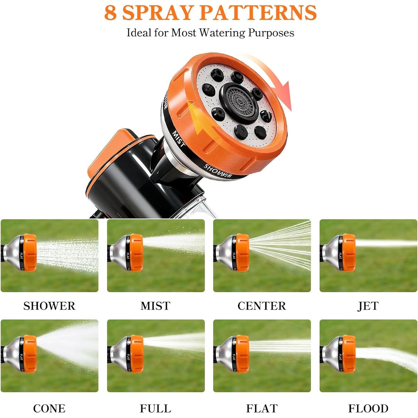 Dog Wash Hose Attachment 8-in-1 Spray Nozzle with 100cc Soap Dispenser - Pet Shower Sprayer for Bathing Dogs, Car Wash & Garden Watering