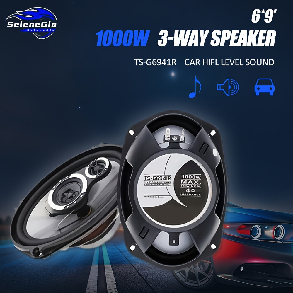 1 Pair Car Audio TS-G6941R 6X9 Inch 2 Way 1000W Watt Max Car Stereo Speakers- Universal 3 Way 2pcs 1000W Car Coaxial Auto Audio Music Stereo Full Range Frequency Hifi Speakers Non-Destructive Installation