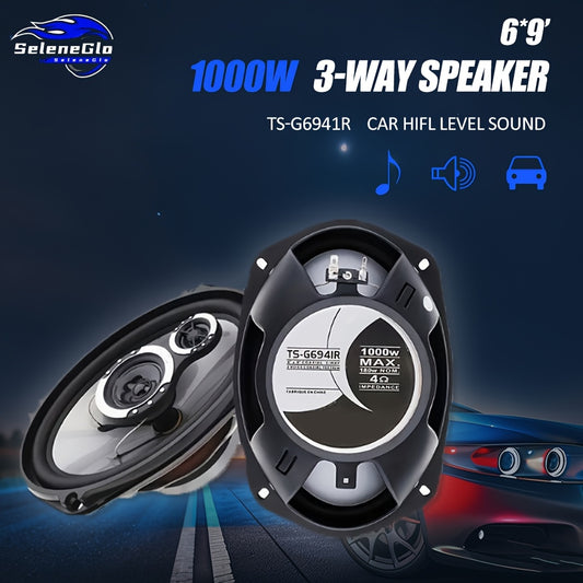 1 Pair Car Audio TS-G6941R 6X9 Inch 2 Way 1000W Watt Max Car Stereo Speakers- Universal 3 Way 2pcs 1000W Car Coaxial Auto Audio Music Stereo Full Range Frequency Hifi Speakers Non-Destructive Installation
