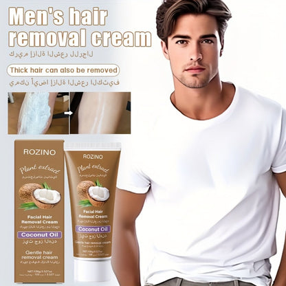 Coconut Hair Removal Cream 100g — Painless Depilatory for Women, Face Legs Armpits Bikini Area, Gentle Sensitive Skin Formula, Semi-Permanent Smooth Results