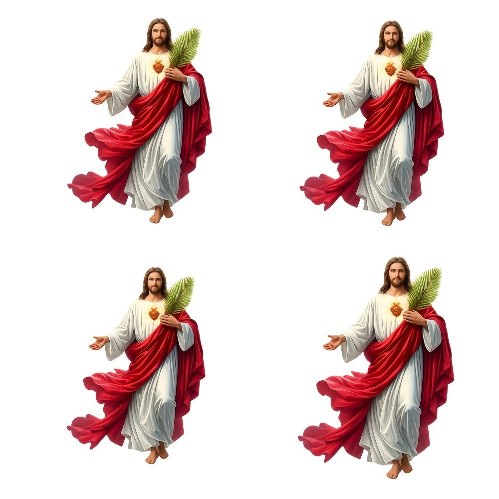 Funny Car Stickers 4PCS Set - Vinyl Window & Bumper Decals, Humorous White Robe Figure Design for Car Windows, Laptops & Outdoor Surfaces