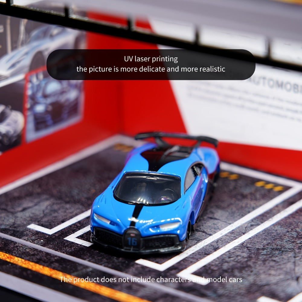 1/64 Scale Diecast Display Case with LED Light & Clear Acrylic Cover – Parking Garage Diorama Showcase with 6 Spaces for Die-Cast Model Cars, Collector Gift