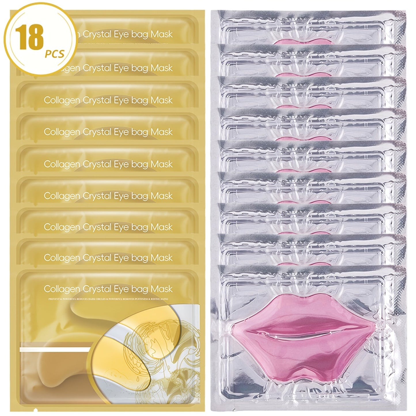 Hyaluronic Acid Eye & Lip Mask Patches — Overnight Hydrating Sleeping Mask Set for Deep Moisture, Anti-Dry, Plumping & Smoothing, Nourishing Skincare Gift for Women, 6/12/18 Pcs