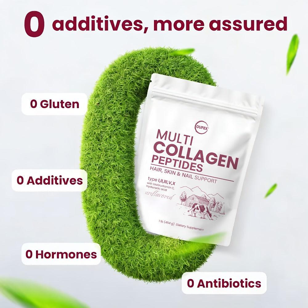 Multi-Collagen Powder with Hydrolyzed Collagen Peptides Types I II III V & X Plus Biotin & Vitamin C — Unflavored Collagen for Skin, Hair, Nails, Joints & Gut Health, 2 Pack for Women & Men