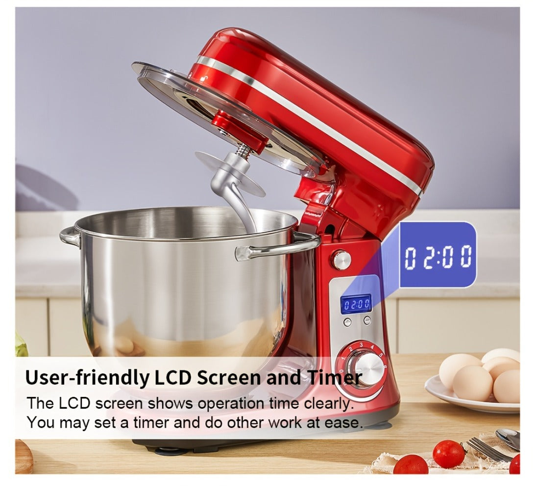 Stand Mixer 1200W 6L Stainless Steel Bowl - Kitchen Food Stand Mixer with Dough Hook, Whisk & Beater, 6-Speed Tilt-Head Electric Mixer for Baking, Kneading, Whipping, Red