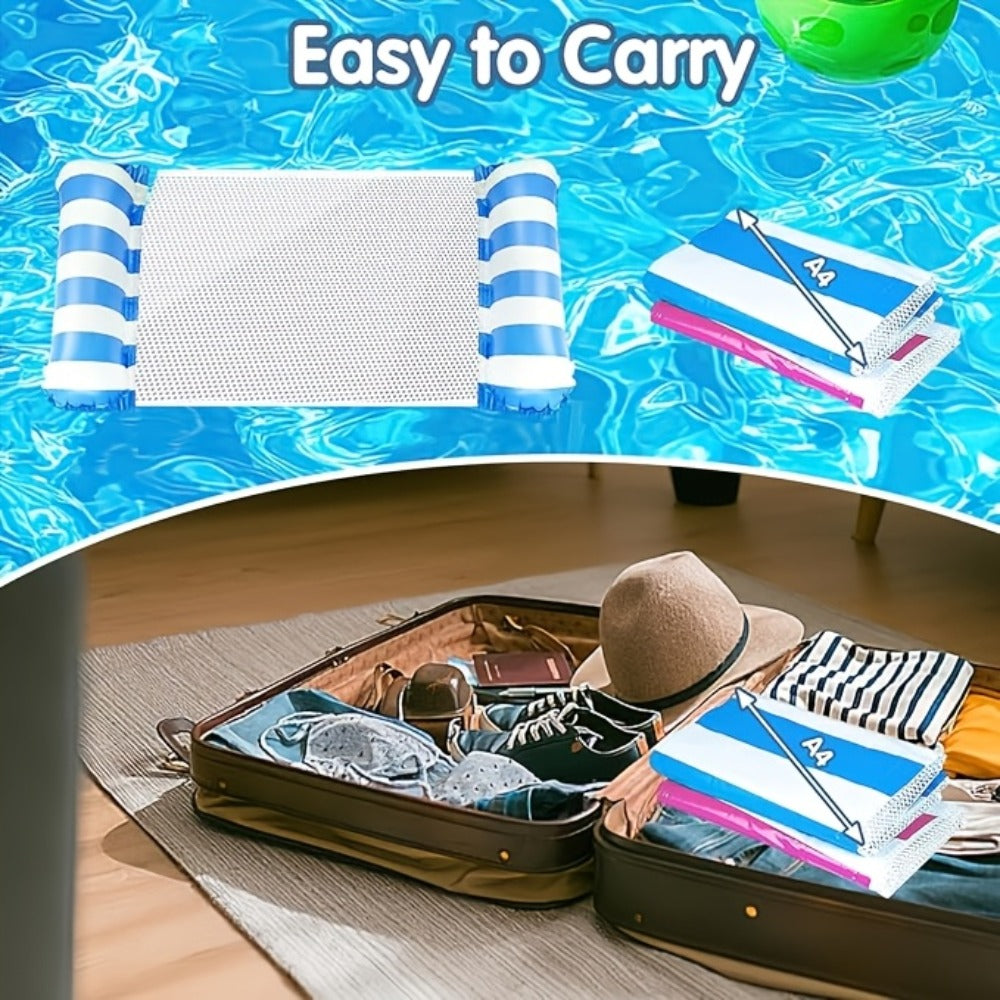 Inflatable Pool Float Lounger Set for Adults – 4-in-1 Striped Hammock Raft Bed & Saddle, 5-Pack or 8-Pack Colorful Floating Lounge for Pool Lake Beach Party
