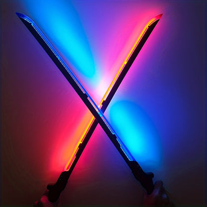 LED Cyberpunk Katana Prop 80cm Acrylic Luminous – 1:1 Scale Sci-Fi Glowing Sword for Cosplay Halloween Masquerade Party Display Collectible Blunt Safe Red Orange Green