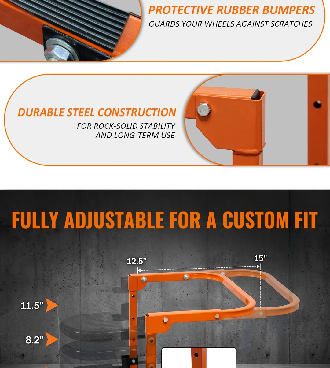 Heavy Duty Foldable Tire Step with Anti-Slip Texture, Adjustable Height, 300/650 LBS Load Capacity, Fits Tires Up to 13.5" And 15" Wide, Portable Roof Rack Climbing Step, Universal Car Additions for Truck SUV Trailer