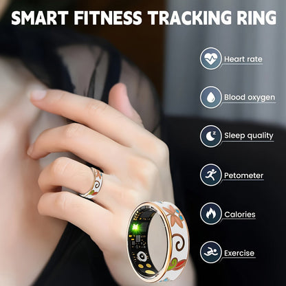 Women's Smart Ring Fitness & Sleep Tracker – Step, Distance & Calorie Monitor, IP68 Waterproof, Bluetooth 5.3, iOS & Android, Elegant Daily Accessory, Gift for Mom & Girlfriend