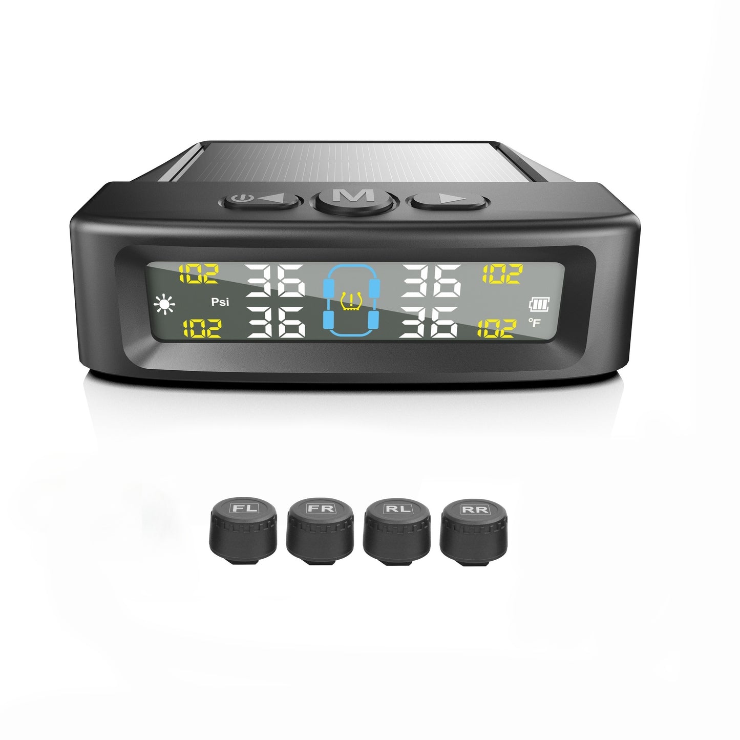 [Wireless Solar TPMS] Tire Pressure Monitoring System, Universal Wireless Solar Tire Pressure Monitoring System TPMS External Sensor, Suitable For 36V And Below, Can Accurately Detect Tire Pressure