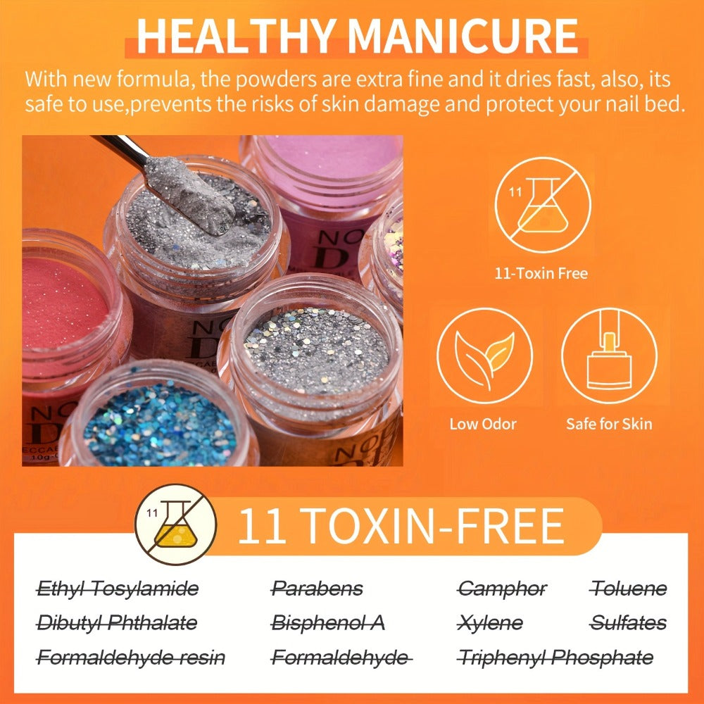 Mood Changing Thermal Dip Powder Nail Kit 6 Colors — Color Shifting Formula No Lamp Needed DIY Manicure Trendy Nail Art Gift for Women