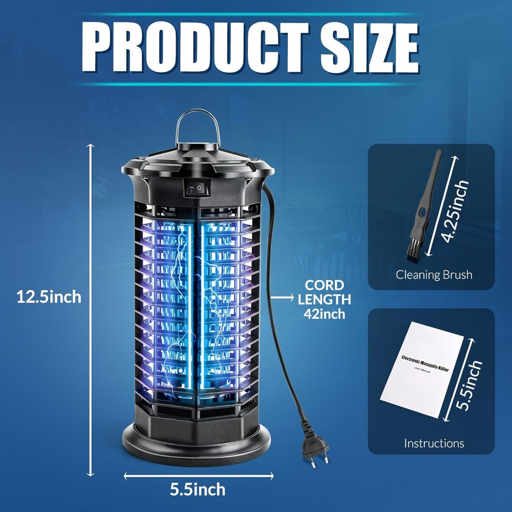 IPX4 Waterproof Bug Zapper Plug-In – Electric Flying Insect Trap with LED Light & ABS Housing, Indoor Mosquito Zapper for Home, Bedroom, Kitchen & Patio, Safe Chemical-Free Fly Trap – Black