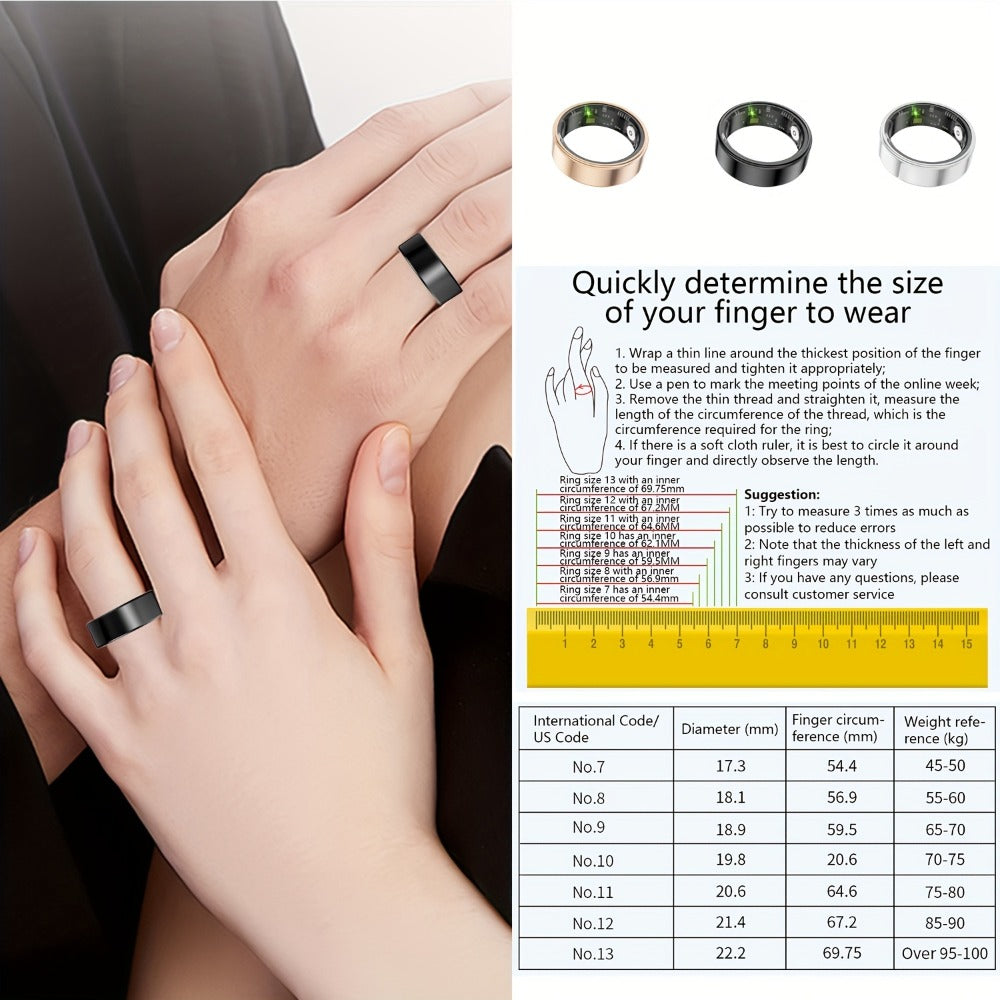 Health Monitoring Smart Ring for Women & Men – Fitness Activity Tracker with Sleep, Calories, Steps, HRV & Menstrual Cycle, Bluetooth 5.3, IP68 Waterproof, iOS & Android