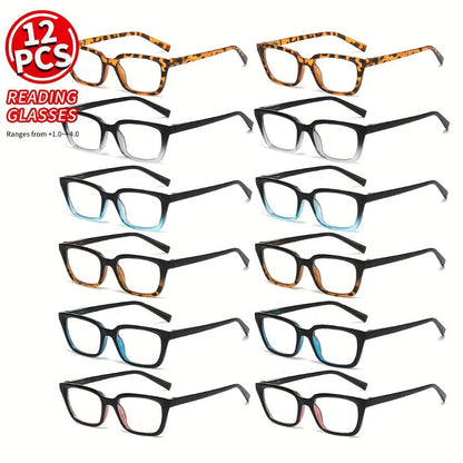 Blue Light Blocking Reading Glasses 12 Pack Bulk Set – Stylish Unisex Readers with Anti-Glare Lenses, Lightweight Frames, Multiple Magnification Strengths for Men and Women