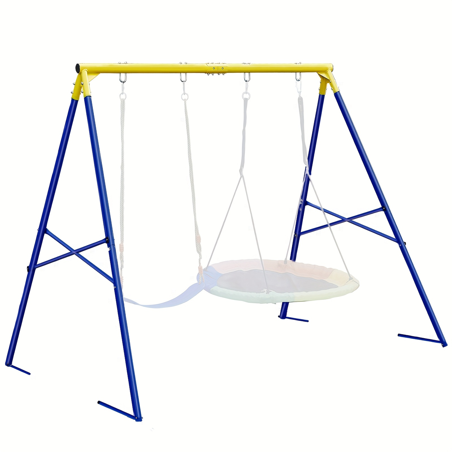 Heavy Duty Swing Set Frame – Full Steel A-Frame Outdoor Swing Stand with Ground Stakes, Supports 2 Swings & Up to 550 LBS, Backyard Playground Equipment for Kids (Swings Not Included, 2 Colors)