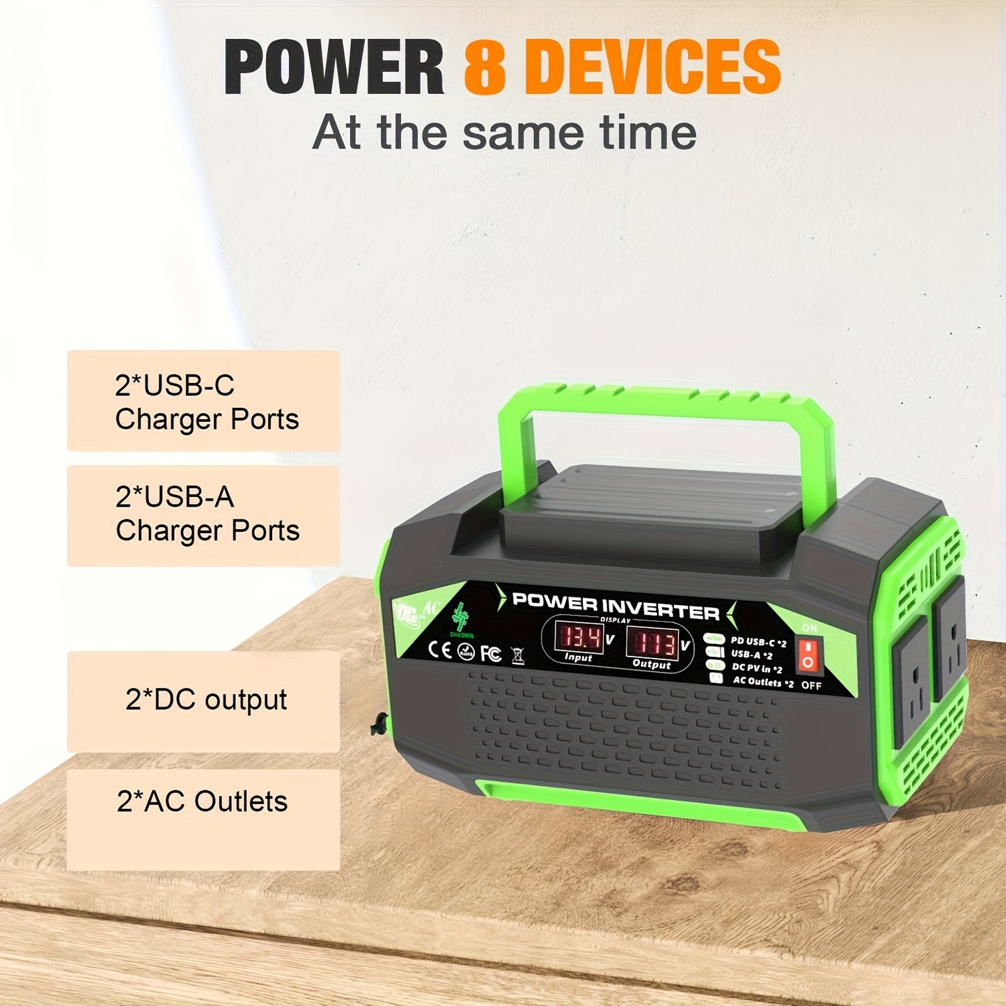 Power Inverter 1000W 500W DC 12V to AC 110V/120V – Dual USB, Type-C, LCD Display, Car Truck Boat Outdoor Camping Travel Portable Converter